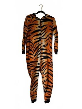 Nick & Nora Tiger Print Fleece Onesie Pajamas with Hood